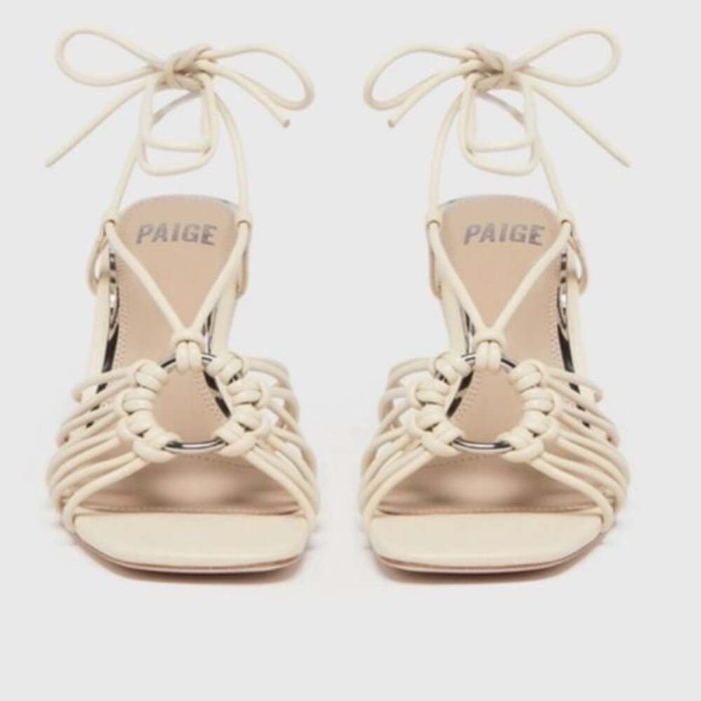 Paige - Sierra Leather Ring Espadrilles Wedge Sandal - Bone - Sz 9.5